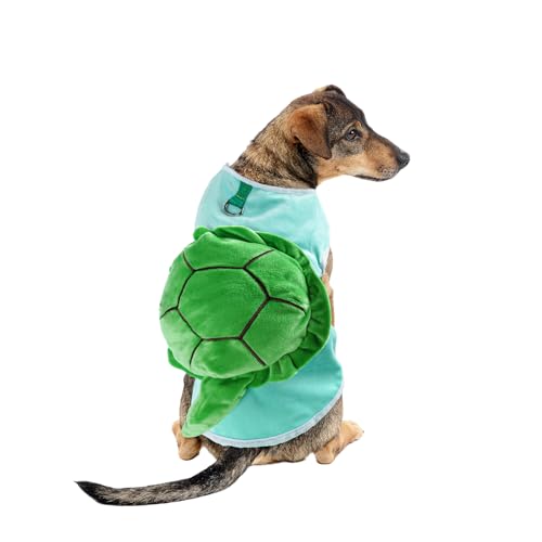 SHIAOMIN Hunde-Schildkröten-Kostüm, lustiges Halloween-Kostüm, weiches Welpen-Schildkröten-Kostüm, Cosplay-Outfit, warmer Fleece-Hundepullover mit Abschleppring für kleine, mittelgroße Hunde, von SHIAOMIN