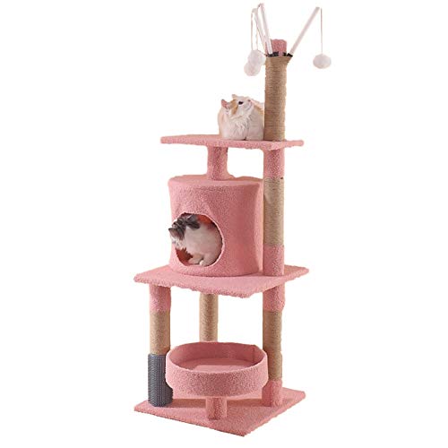 Katzenbaum-Katzen-Turm Shibohan eins durch den Himmelsäulen-Multi-Level-Kätzchen-Raum, kleine Katzen mit Wurf-Springplattform, komfortable Plüschwohnung und Sisal-Säule für Innenaktivitäten, um sich z von SHIBOHAN