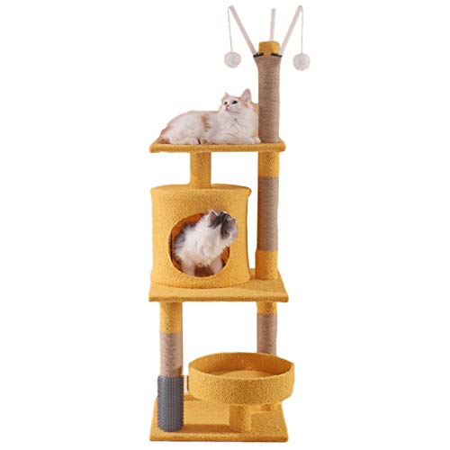 Katzenbaum-Katzen-Turm Shibohan eins durch den Himmelsäulen-Multi-Level-Kätzchen-Raum, kleine Katzen mit Wurf-Springplattform, komfortable Plüschwohnung und Sisal-Säule für Innenaktivitäten, um sich z von SHIBOHAN