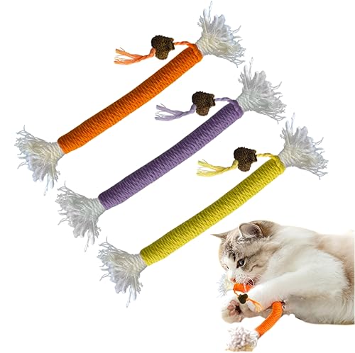 SHICEPET 20 cm Katzenkauspielzeug für die Zahnreinigung, Katzenminze-Seilspielzeug für Indoor-Katzen, interaktives Katzenminze, Zahnspielzeug für Katzen, Kätzchen, Kätzchen, 3 Stück von SHICEPET