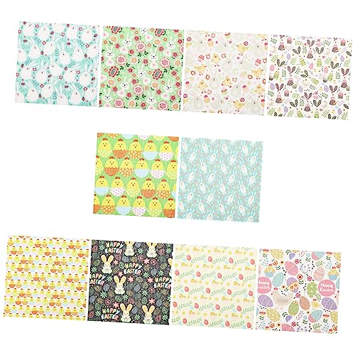 SHINEOFI 10 Stück Ostern Baumwolle Ostern Handwerk Patchwork Ostern DIY Nähen Stoff DIY Handwerk Stoff Quilten Stoff Tuch DIY Stoff Material Nähen Patchwork Stoff Handwerk Baumwolltuch von SHINEOFI