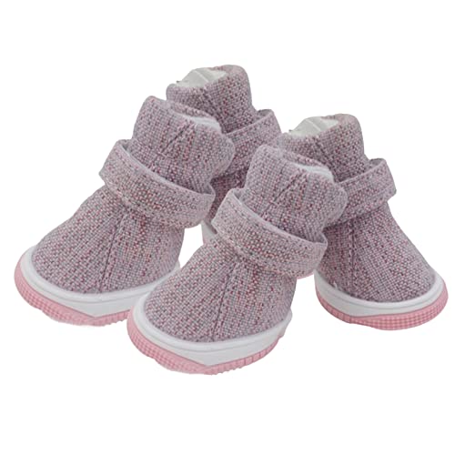 SHINROAD 4 x Haustierschuhe, warm, mild auf der Haut, bequem, modisch, rutschfest, atmungsaktiv, für kleine Hunde, für den täglichen Gebrauch, Pink 5 von SHINROAD