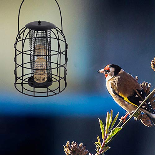 SHINROAD Großer Eisenkäfig, Vogelfutterspender zum Aufhängen, Vogelfutter-Behälter, Futterspender, Garten, Park, Outdoor, automatisches Fütterungswerkzeug, schwarz von SHINROAD