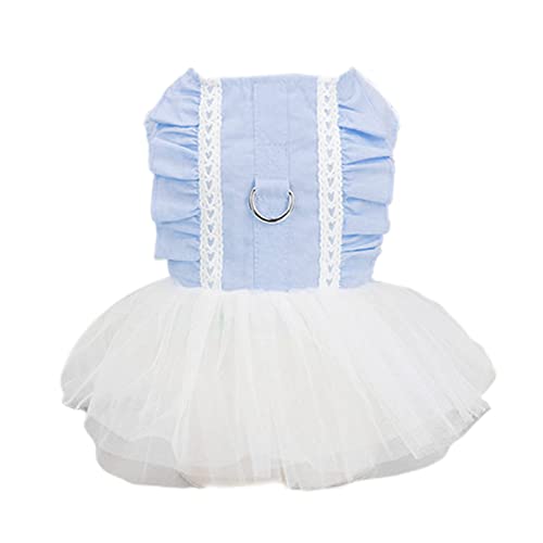 SHINROAD Haustierkleidung, Hundekleid, Prinzessin, elegant, nicht klebriges Haar, einzigartig, Sonnenschein-Denim-Kleid für Zwergspitzblau, Größe S von SHINROAD