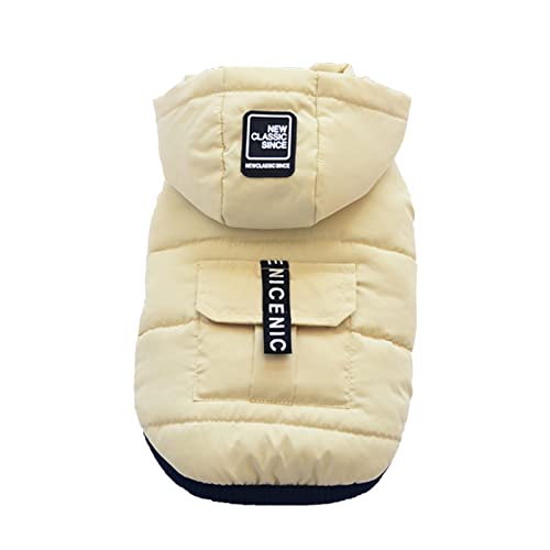 SHINROAD Haustiermode Kleidung Haustier Winter Kleidung Wasserdicht Halten Warm Weich Fühlen Verdickung Hund Zweibein Weste Mantel für Herbst Beige L von SHINROAD