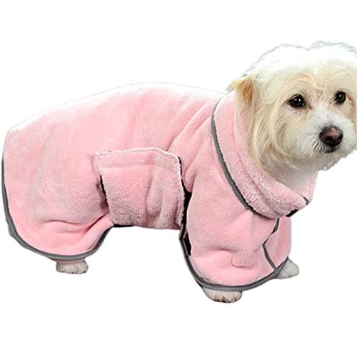 SHINROAD Hundebademantel Katzentuch Haustierbademantel schnell trocknend super saugfähig weiche Textur Hunde Badetuch Haustierbedarf Rosa M von SHINROAD