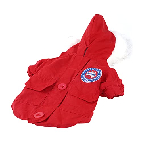 SHINROAD Hundebekleidung Haustier Mantel Baumwolle Kleidung Dicke Lose Winter Zweibein Hund Haustier Mantel Kleidung Haustier Zubehör Rot M von SHINROAD