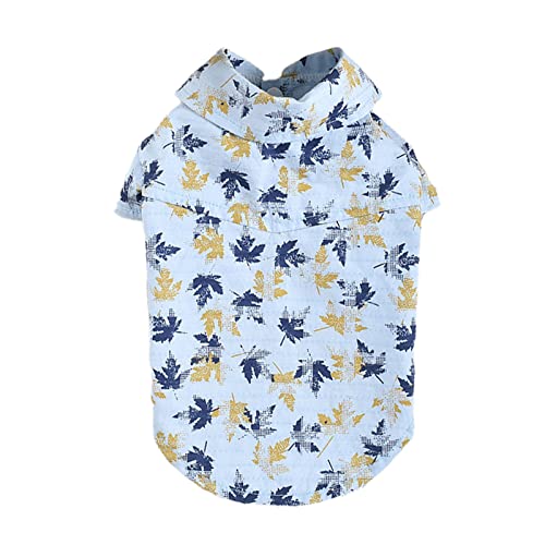 SHINROAD Hundebekleidung Haustier Shirt Zweibein Kurzarm Sommer Ahornblatt Hund Welpe Hawaii T-Shirt für den täglichen Gebrauch Blau L von SHINROAD