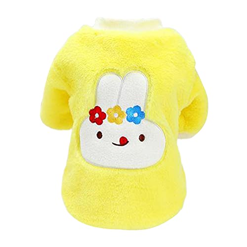 SHINROAD Hundebekleidung Haustier Strickwaren Cartoon Muster Verdickung Pullover Warme Fleece Kleidung Welpen Kostüm für Herbst Gelb 2XL von SHINROAD