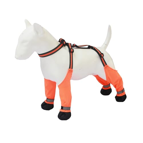 SHINROAD Regenstiefel für Hunde, Hosenträgerstiefel, rutschfest, wasserdicht, verstellbare Leggings für Winter, Schnee, Wandern, Haustierpfotenschutz, Outdoor-Schuhe, Orange, Größe M von SHINROAD