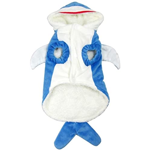Animal Fleece Hoodies Funny Dog Cat Shark Kostüme, Haustier Halloween Weihnachts -Cosplay -Kleid, entzückendes blaues Hai -Haustierkostüm, Tierfleece Hoodie Warm Outfits Kleidung (M -Größe) von SHITOOMFE
