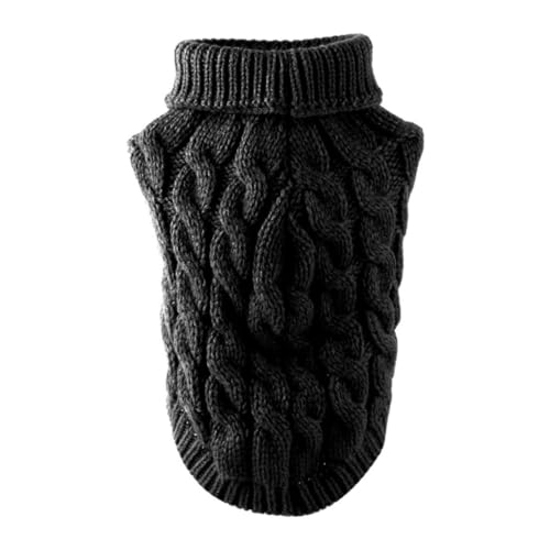 Hundekleidung Haustier Hund Rollkragenkrampfpullover Mantel Winterwärmer verdickter Pullover Strickwege Häkelmantel Kleidung für kleine mittelgroßen Hundepapler Katze (schwarz) von SHITOOMFE