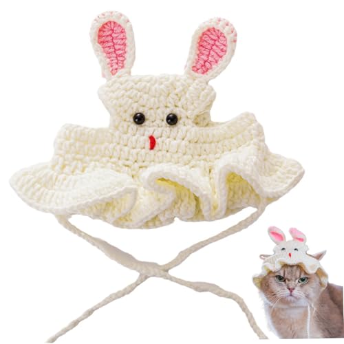 SHITOOMFE Katzenhut, Strick niedliche Katzen -Outfit gestricktes Bunny Design Katzenhüte weich war warm von SHITOOMFE