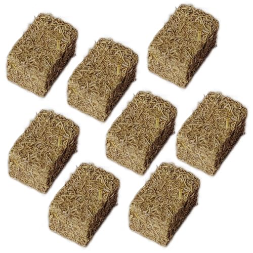 SHITOOMFE 8pcs Miniatur -Heuballen Simulation Holz DIY Dekoratives falsches Heu für Kunsthandwerk Faux Mini Heuballen für Dollhouse Toy Farm, Rechteck von SHITOOMFE