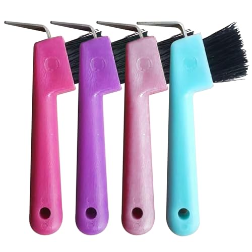 SHITOOMFE Horse Huf Pick Huf Pick 4pcs Handheld Ersatz tragbare Hufeisen -Pferdebürste mit hängenden Loch Reinigung Pferd, zufällige Farbe von SHITOOMFE