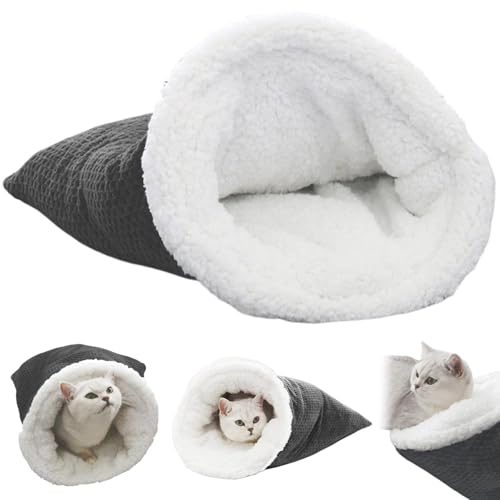 SHITOOMFE Katzenwinterschlafsack, Katzenbeutel - weich war warmes Plüsch 360 ° Wrap bedeckter Sack, Waschbar und gemütliches Bett für Innenkatzen und kleine Hunde von SHITOOMFE