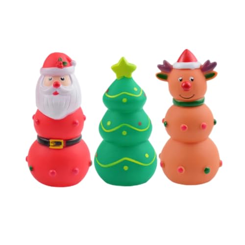 SHITOOMFE Quietschende Hundespielzeug Weihnachtshundspielzeug Santa Squeaky Toys Interaktives Haustierspielzeug für Hundekaugeschenke 3pcs von SHITOOMFE