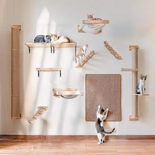 Katzen-Wandregale Möbel - Katzenregal für Wand - Katzenbaum Wandkletterer Klettern Wandmontierte Möbel - Katzen-Dschungel-Fitnessstudio für den Innenbereich von SHIWAGIN