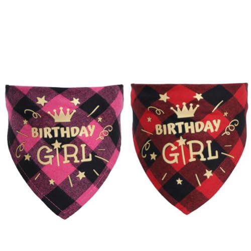 2pcs Haustier Geburtstag Halstuch Hunde Katzen Bandana Schal Kopftücher für Geburtstag Pet Geburtstags Outfit Geschenk Partyzubehör Hundehalstuch Bandanas für Kleine Mittelgroße Welpen Katzen (Girl) von SHJOEE