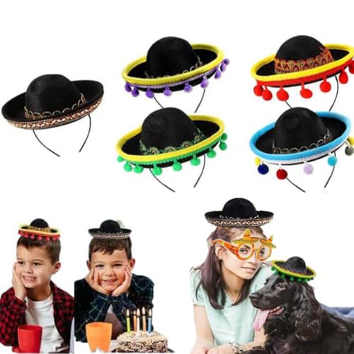 5pcs Mini Sombrero Hut Haustier Strohhut Party Hüte Lustig Sombrero für Katzen Mexikanische Hut Party Dekorationen Kostüm Hüte für Kinder Damen Herren Puppen Katzen Welpen kleine Haustiere (Style B) von SHJOEE