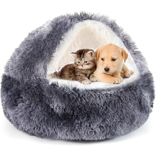 Dunkelgrau Flauschig Hundebett Muschelform 50cm Katzenbett Warm Tierbett Haustierbett Waschbar Hundesofa Katzensofa Plüsch Hundekorb Katzenkorb Weiche Kuschelbett für Den Schlaf im Innenbereich von SHJOEE