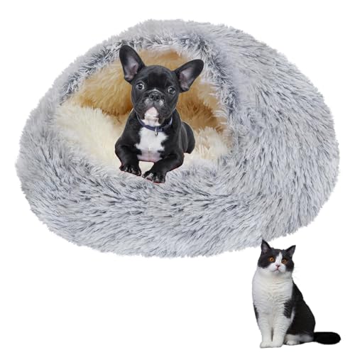 SHJOEE Flauschig Hundebett Muschelform 50cm Katzenbett Warm Tierbett Haustierbett Waschbar Hundesofa Katzensofa Plüsch Hundekorb Katzenkorb Weiche Kuschelbett für Den Schlaf im Innenbereich von SHJOEE