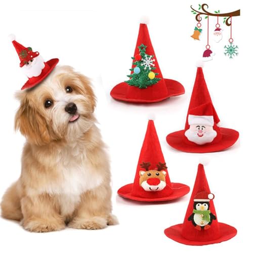 SHJOEE 5pcs Weihnachten Haustier Hüte Katze Hunde Weihnachtsmütze Zubehör für Weihnachten Haustier Kostüm Dress-up Cosplay Kostüm Zubehör Weihnachtsdeko Geschenk von SHJOEE