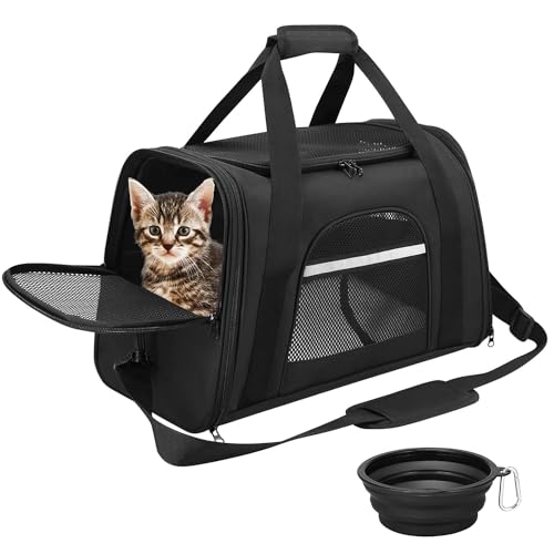 SHJOEE Faltbar Hundetransportbox Katzentransportbox Oxfordstoff Transporttasche für Mittel Kleine Katze Hund Atmungsaktiv Haustiertransportbox Hundetasche Hundebox Kleintiertasche für Auto,Zug,Reisen von SHJOEE