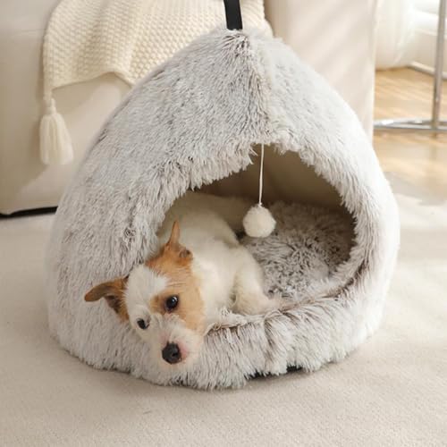 SHJOEE Faltbar Katzenhöhle Waschbar Katzenhaus Hundehaus Hasenhaus Flauschig Katzenbett Hundebett Haustierbett Kuschelbett Plüsch Kuschelhöhle Winterfest Pet House Indoor Bequemer Katzenschlafplatz von SHJOEE