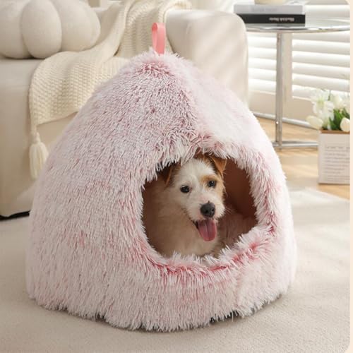 SHJOEE Faltbar Katzenhöhle Waschbar Katzenhaus Hundehaus Hasenhaus Flauschig Katzenbett Hundebett Haustierbett Kuschelbett Plüsch Kuschelhöhle Winterfest Pet House Indoor Bequemer Katzenschlafplatz von SHJOEE