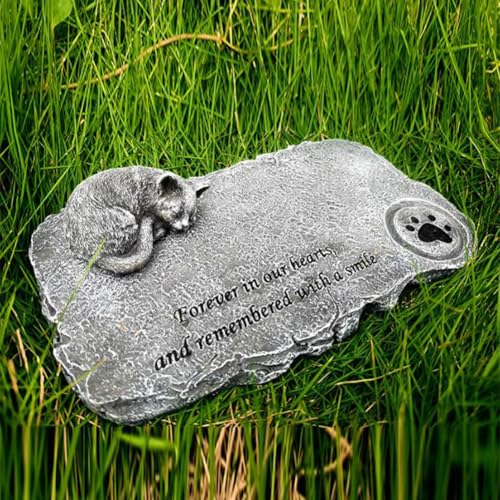 SHJOEE Individueller Tiergrabstein Personalisierte Grabplatte Grabschmuck für Hund, Katze & andere Haustiere Tiergrabstein Deko Tiere Grabtafel (Style A) von SHJOEE