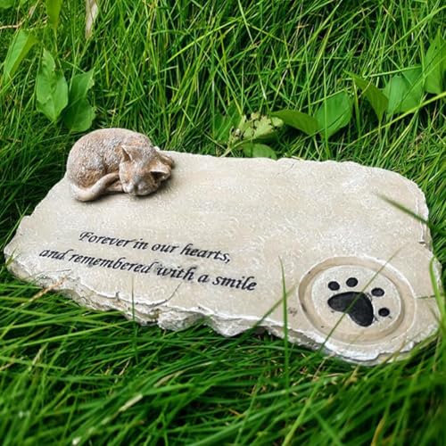 SHJOEE Individueller Tiergrabstein Personalisierte Grabplatte Grabschmuck für Hund, Katze & andere Haustiere Tiergrabstein Deko Tiere Grabtafel (Style B) von SHJOEE