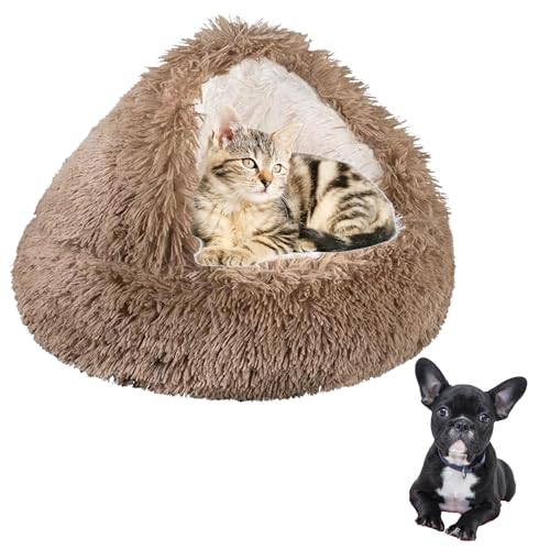 SHJOEE Khaki Flauschig Hundebett Muschelform Katzenbett Warm Tierbett Haustierbett Waschbar Hundesofa Katzensofa Plüsch Hundekorb Katzenkorb Weich Hundekissen Gemütlich Hunde Katzen Schlafplatz von SHJOEE