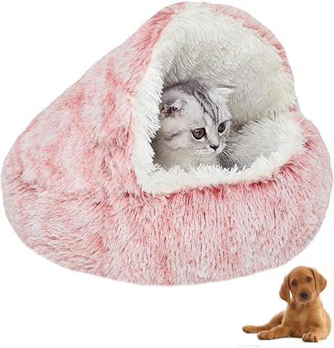 SHJOEE Pink Flauschig Hundebett Muschelform 60cm Katzenbett Warm Tierbett Haustierbett Waschbar Hundesofa Katzensofa Plüsch Hundekorb Katzenkorb Weiche Kuschelbett für Den Schlaf im Innenbereich von SHJOEE