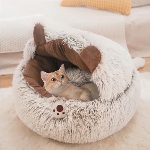 SHJOEE Plüsch Katzenbett Weich Hundebett Flauschig Haustierbett niedlich Hundekissen Katzenkissen rutschfest Katzenkorb Hundekorb Warm Schlafplatz für Hunde/Katze/Hasen (Durchmesser 40cm) von SHJOEE