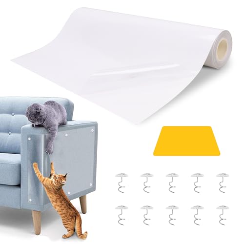 Kratzschutz Sofa Katze, Katzen Kratzschutz für Sofa Wand, Anti Kratz Folie für Katzen, Kratzfolie Katzen Kelbstklebend (500cm x 30cm) von SHMSHNG