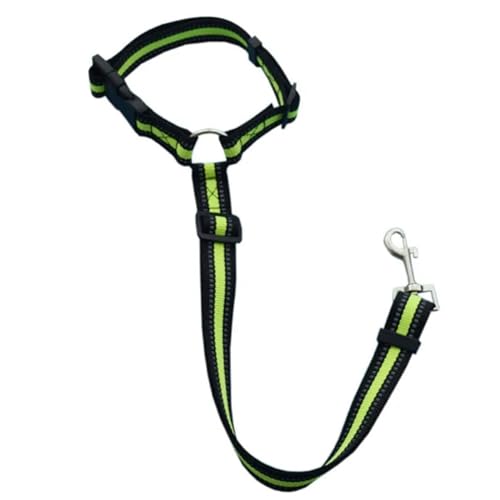 Einfarbig Zwei-in-eins Haustier Auto Sicherheitsgurt Nylon Leine Rücksitz Sicherheitsgurt Einstellbare Hundegeschirr Kragen Haustier Zubehör (Size : Reflective Green) von SHOKHI