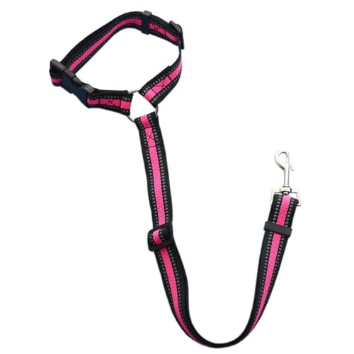 Einfarbig Zwei-in-eins Haustier Auto Sicherheitsgurt Nylon Leine Rücksitz Sicherheitsgurt Einstellbare Hundegeschirr Kragen Haustier Zubehör (Size : Reflective Pink) von SHOKHI