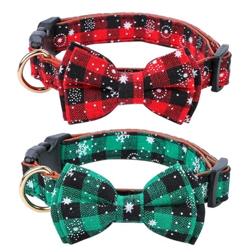 Einstellbare Weihnachten Hund Bowtie Kragen Haustier Kragen Plaid Fliege Haustier Liefert Hunde Dekorative Haustier Zubehör Bowties Krawatte (Color : Green, Size : L2.5 55cm) von SHOKHI