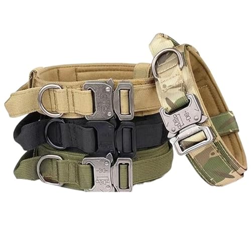 Taktisches Polizei-Hundehalsband, verstellbar, strapazierfähiges Nylon, Deutscher Schäferhund, for mittelgroße und große Walking-Trainings-Haustierzubehör (Color : Beige, Size : Large) von SHOKHI