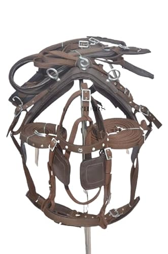 SHOWMEN CRAFT Nylon Driving Harnesss For Single Horse In Brown With Diamonte Headband In Trense (PONY) von SHOWMEN CRAFT