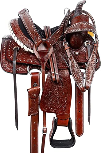 SHOWMEN CRAFT Premium Leder Western Barrel Racing Trail Reitsattel – Rutschfester Westernsattel mit natürlichem Griff, 10" von SHOWMEN CRAFT