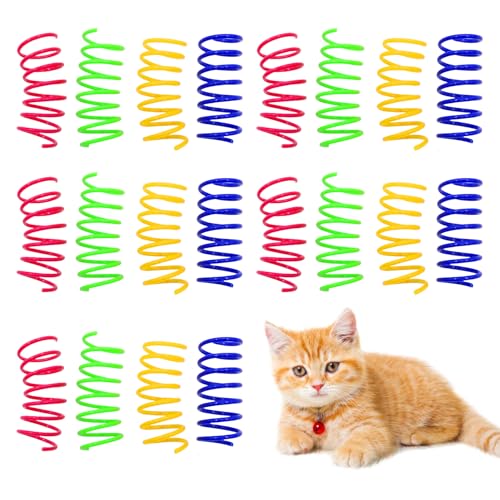 20 Stück Spirale Spielzeug Katze,Katzenspielzeug Federn,Kunststoff Katzen Spielzeug für Katze,Kreatives Feder Federspielzeug Cats Toys,Interaktives Spielzeug für Katzen Beschäftigung,Spiralen Katzen von SHPUJUN