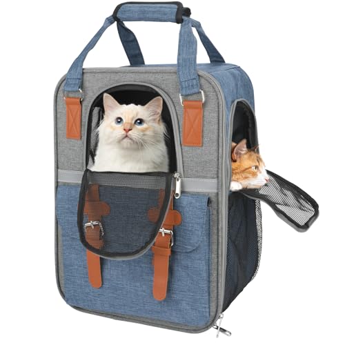 Katzentasche, Katzen Rucksack, Hunderucksack bis 10kg, Katzenrucksack mit Fenster, Faltbare Oxford Katzentransporttasche, katzenrucksack Große Katzen, Hunde Tragetasche für AußEnbereich, Blaue von SHTALHST