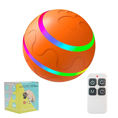 Intelligentes interaktives Hundespielzeug, Bälle mit Fernbedienung, selbstbewegender Hundeball, intelligenter Ball für Hunde, wiederaufladbar, IP54 wasserdicht (orange) von SHTALHST