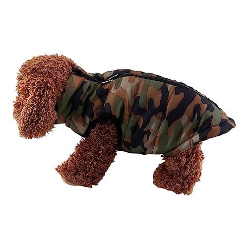 SHUAIGUO Camouflage-Chihuahua-Weste, Leichte, Atmungsaktive Hundemantel-Bekleidung aus Baumwolle, Warme Winter-Kleidung mit Reißverschluss-Zugschnalle Hinten, 4 Farben, 4 Größen von SHUAIGUO