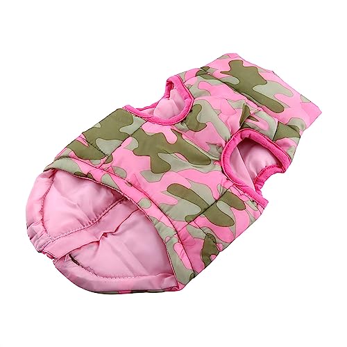 SHUAIGUO Camouflage-Chihuahua-Weste, Leichte, Atmungsaktive Hundemantel-Bekleidung aus Baumwolle, Warme Winter-Kleidung mit Reißverschluss-Zugschnalle Hinten, 4 Farben, 4 Größen von SHUAIGUO