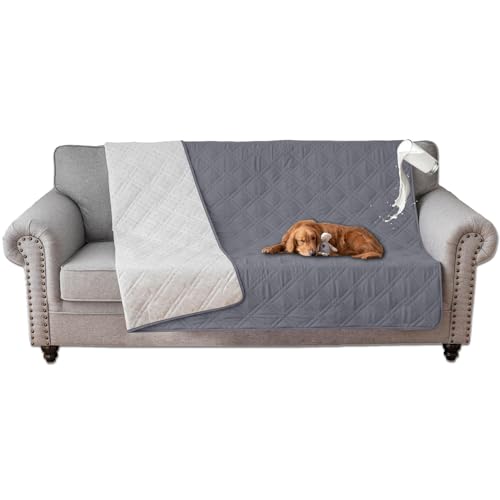 SHUOJIA 100% wasserdichte Sofabezug für Hund, Hundebettdecke rutschfest, Hundebettabdeckungsschutz, Waschbar Couchmöbelschutz für Kinder, Kinder, Hund, Katze (30x70in,Light Grey) von SHUOJIA