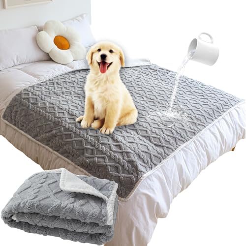 SHUOJIA wasserdichte Hundedecke, WendbareSherpa Fleece Haustier Deckewaschbare Haustierdecke für Sofa, Bett, Pinkelsicherer Hundebettbezug,für Mittelgroße und Große Hunde (S-70×50cm,Grey) von SHUOJIA