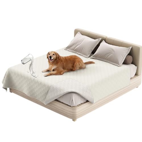 SHUOJIA wasserdichte Hundedecke,urinbeständige Haustierdecke für Couchbett,Kleine,Mittelgroße Hunde,Katzen, Autositzschutz,100% Flüssigkeitsbeständig,Waschbar (173x208cm,White) von SHUOJIA